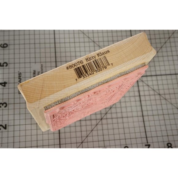 Kitty Klaus Santa Claus Cat Christmas Wood-mounted Rbber Stamp NEW! Vintage - Picture 4 of 4